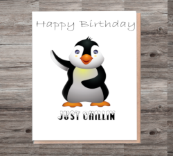 Funny Penguin Birthday Card, Card for Birthday, Greetings Card